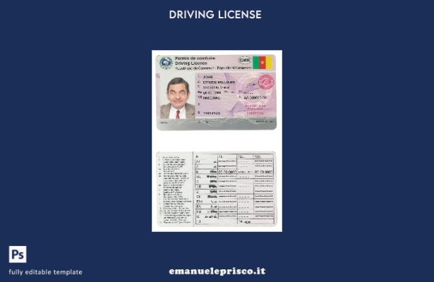 verified style modello di patente di guida del Camerun in stile verificato template